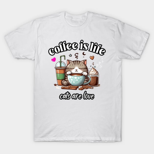 cat coffee T-Shirt by jijo.artist